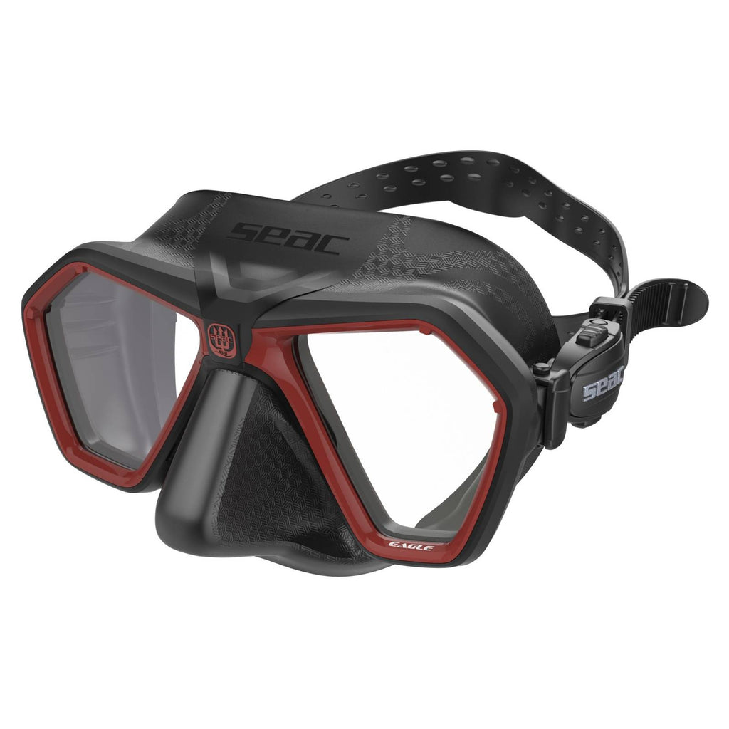 Freitauch- und Spearfishing-Maske Eagle Schwarz-Rot Seac 75-66R-SBL