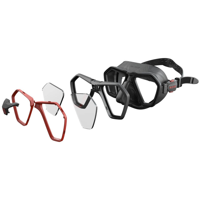 Freitauch- und Spearfishing-Maske Eagle Schwarz-Rot Seac 75-66R-SBL