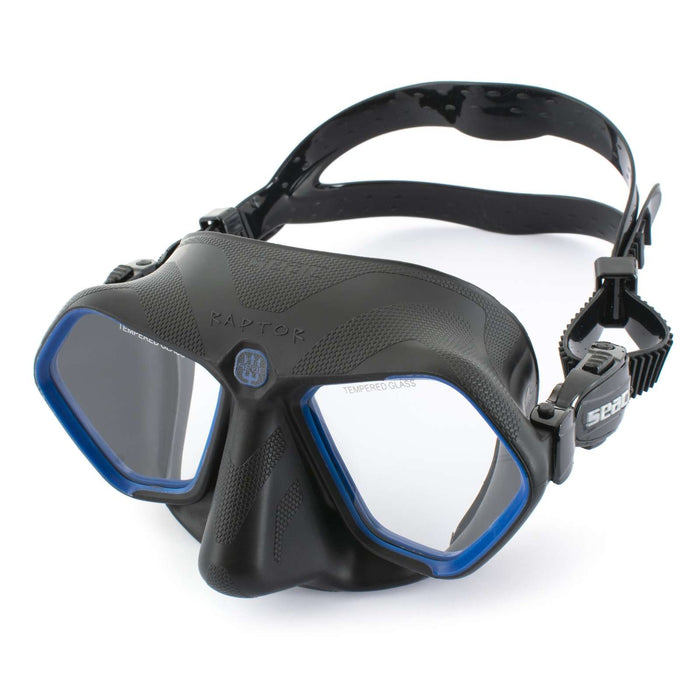 Freediving- und Spearfishing-Maske Raptor Schwarz-Blau Seac 75-68B-SBL