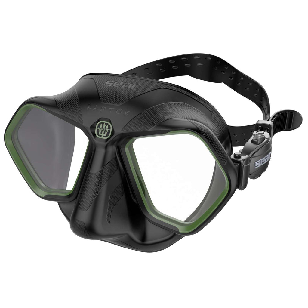 Freediving- und Spearfishing-Maske Raptor Schwarz-Grün Seac 75-68V-SBL