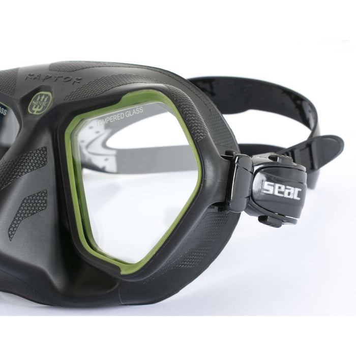 Freediving- und Spearfishing-Maske Raptor Schwarz-Grün Seac 75-68V-SBL