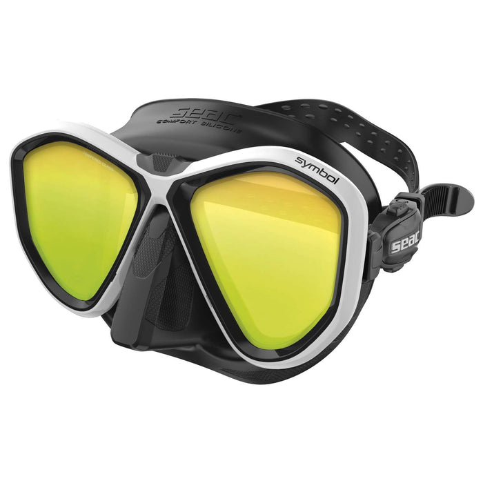 Tauchermaske Symbol Schwarz-Weiß Mit Spiegel-Linsen Seac 75-70W-SBL-LS