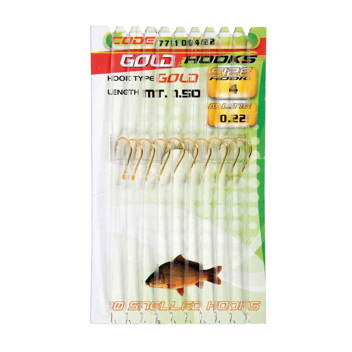 Angelhaken Gold Karpfen Größe 6 Durchmesser 0,18 Lineaeffe 7711006-18