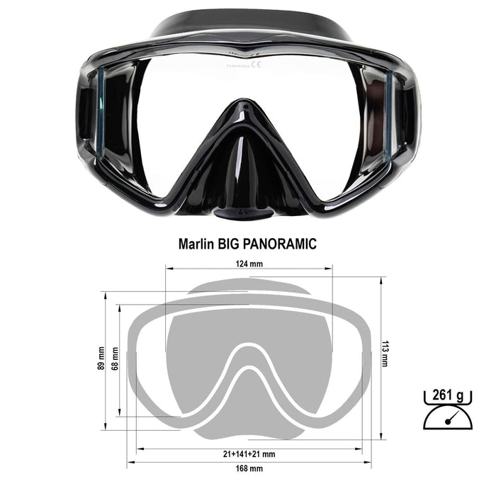 Tauchermaske Big Panoramic Schwarz Marlin 9897