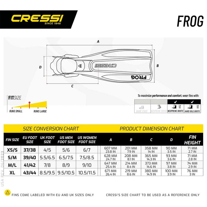 Diving Fins Frog Black L-XL-EU 45-47 Cressi BF195044
