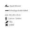 Aufblasbares Kajak Hawk 385 2 Personen-Tandem Kohala KHD385