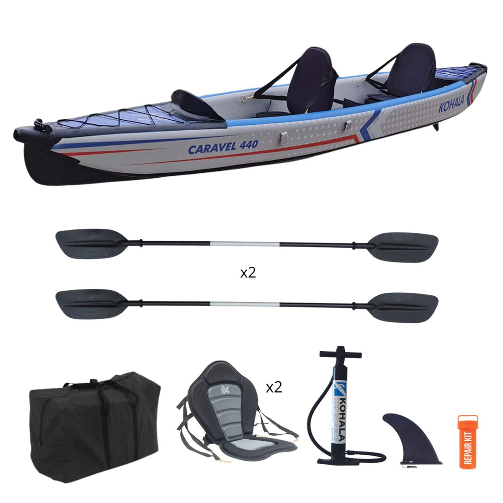 Aufblasbares Kajak Caravel 440 2 Personen-Tandem Kohala KHD440