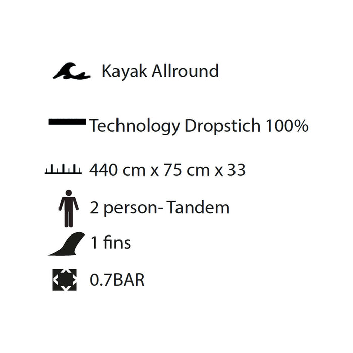 Aufblasbares Kajak Caravel 440 2 Personen-Tandem Kohala KHD440