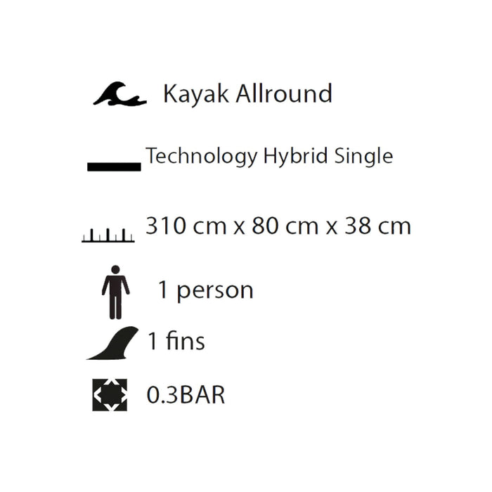Aufblasbares Kajak Hawk 310 1 Person Kohala KHS310